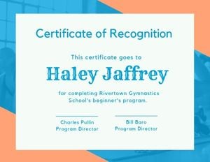 course certificate, couse, gymnastics, Blue Orange Background Certificate Template
