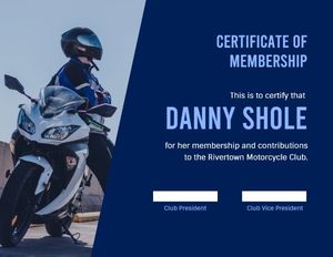 certificate of membership, membership, motorcycle club, Motor Club Certificate Template