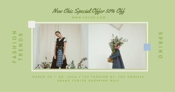 store, shop, event, Spring Clothes Fashion Sale Facebook Ad Medium Template