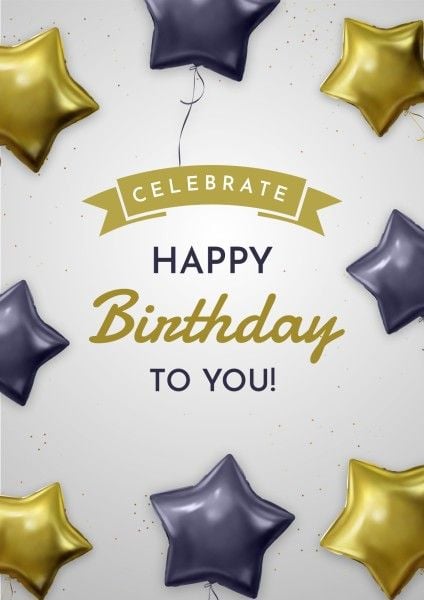 happy birthday, greeting, illustration, Black And Golden Balloons Birthday Celebration Poster Template