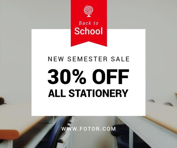 promotion, discount, back to school, New Semester Sale Facebook Post Template