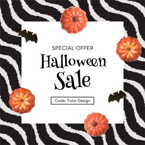 promotion, special offer, holiday, Stripe Cute Halloween Sale Instagram Post Template