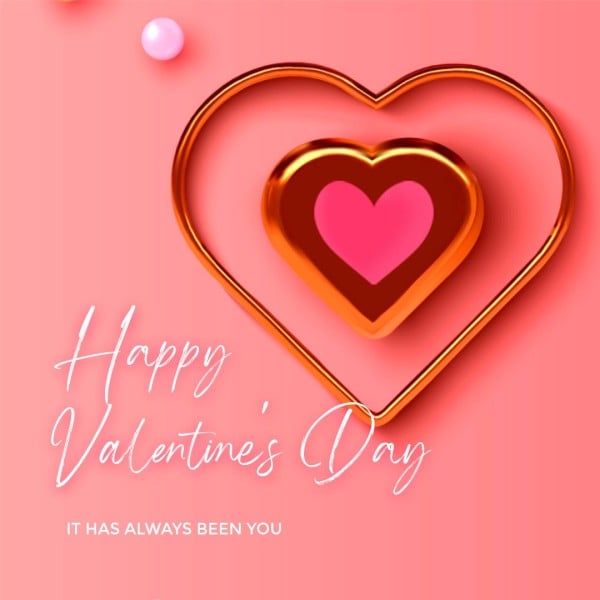 Pink Heart Minimal Happy Valentines Day Instagram Post