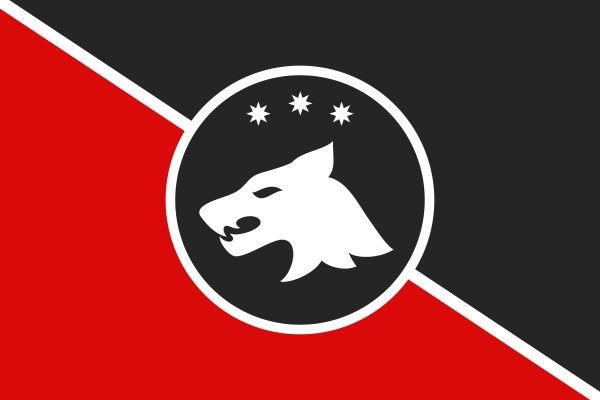 team, club, symbol, Black And Red Wolf Flag Template