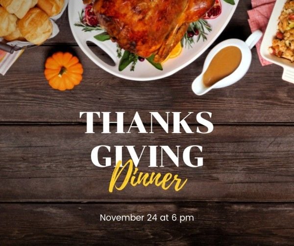 holiday, celebration, party, Brown Thanksgiving Day Dinner Facebook Post Template