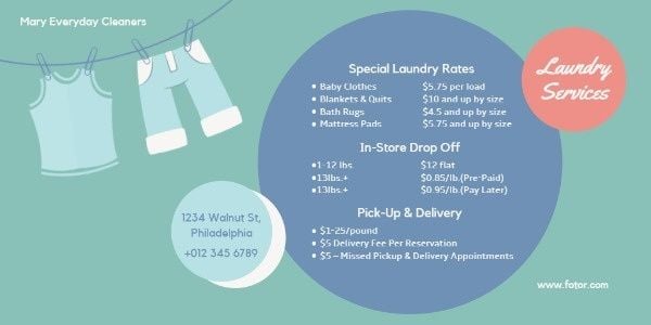 laundry service, cleaning, washing, Laundry Store Price List Twitter Post Template