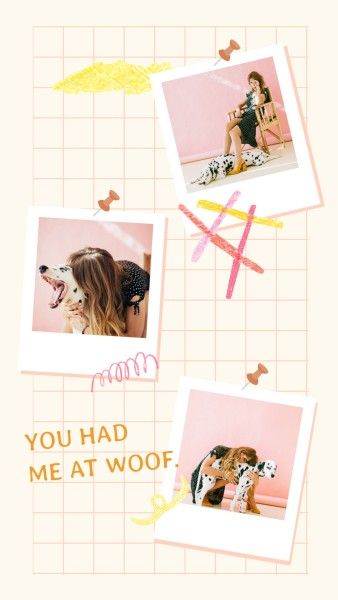 woof, polaroid, dog, Cute Pet Photo Collage Instagram Story Template
