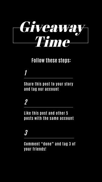 promotion, shopping, blackfriday, Black Giveaway Time Steps Instagram Story Template