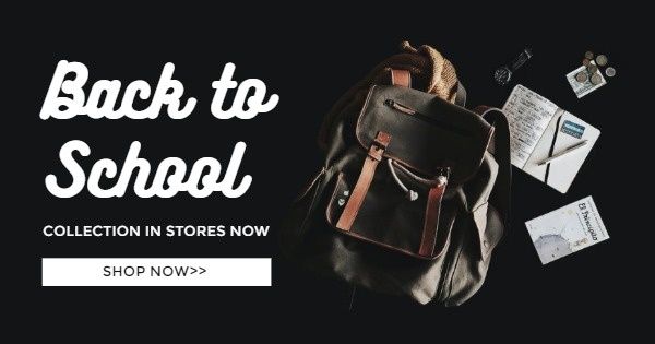 sale,  online sale, promotion, Black Modern Back To School New Collection Facebook Ad Medium Template