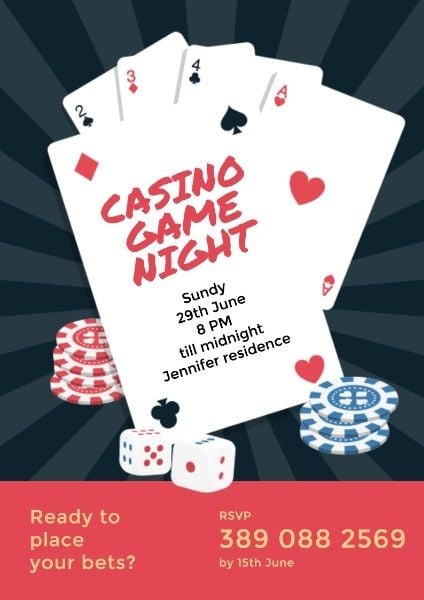 gambling games, casinos, poker, Casino Game Night Poster Template