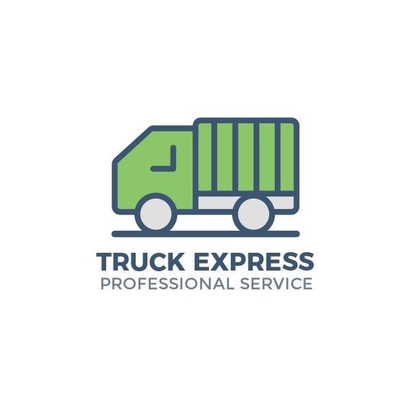绿色插图简单卡车运输送货服务 Logo