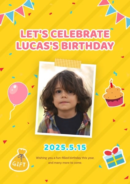 Yellow Illustration Birthday Celebration