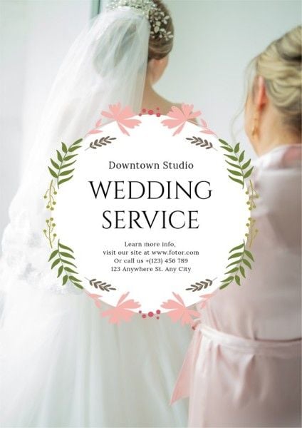 wedding ceremony, marriage, flower, Floral Wedding Service Flyer Template