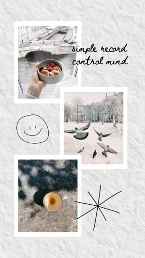 life, nature, food, White Texture Simple Record  Instagram Story Template