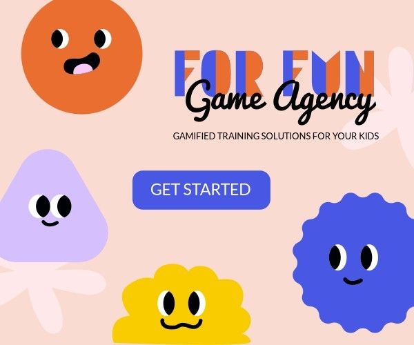 funny, business, illustration, Pink Cartoon Game Agency Medium Rectangle Template