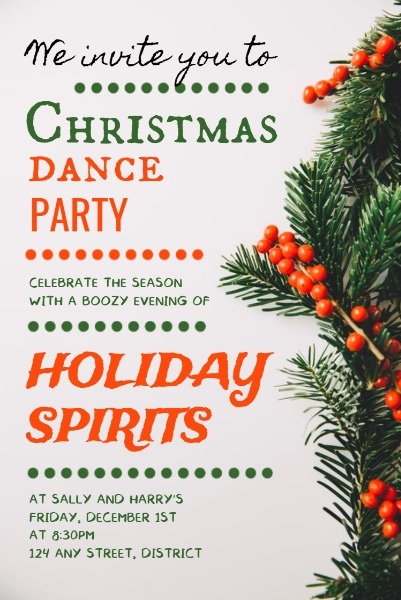 カスタマイズ可能なホワイトクリスマスダンスパーティー招待状pinterestポストのテンプレート Fotorデザインツール