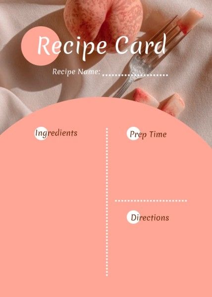 knife, time, schedule, Pink Peach Calendar Recipe Card Template