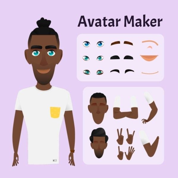 avatar maker, avatar designer, avatar builder, Dark Brown Cartoon Man Avatar Template