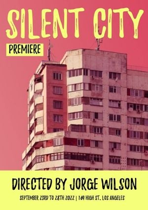 movie, building, sky, Pink Silent City Poster Template