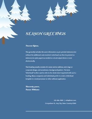 Blue Winter Christmas Tree Letter Letterhead