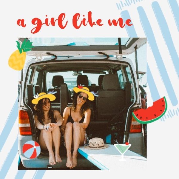 girl, life, selfie, Summer Fruit Photo Design Instagram Post Template