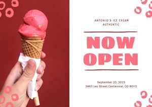 food, sale, discount, Pink Ice Cream Opening Postcard Template