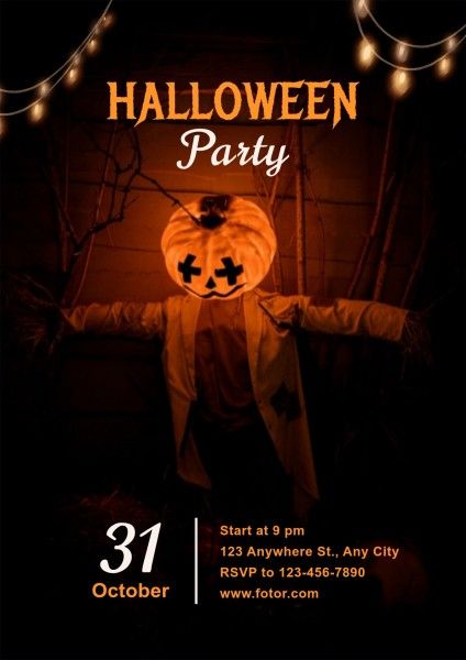 spooky, fun, life, Horror Happy Halloween Party Poster Template