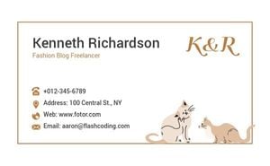 blogger, cats, pets, Cute Illustration Blog Freelancer Business Card Template