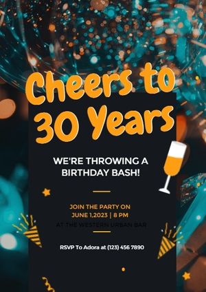 在线编辑夜间生日派对邀请函英文邀请函模板 Fotor平面设计工具