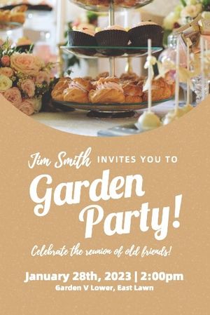afternoon tea, food, program, Brown Background Of Garden Party Invite Pinterest Post Template