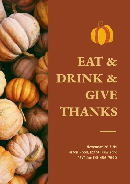 Brown Happy Thanksgiving Invitation