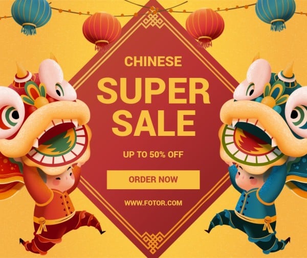Yellow Chinese New Year Sale Facebook Post