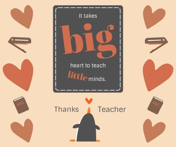 teachers, greeting, wishing, Heart Teacher Appreciation Card Facebook Post Template