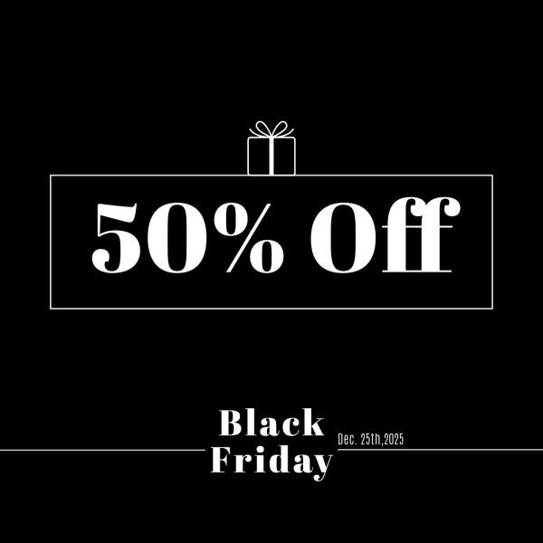 social media, promotion, shopping, Black Black Friday Sale Half Off Instagram Post Template