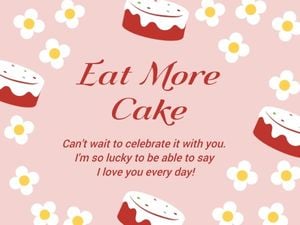 粉红花和可爱的蛋糕生日贺卡 电子贺卡