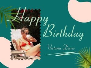daily, date, woman, Green Plants Happy Birthday Card Template