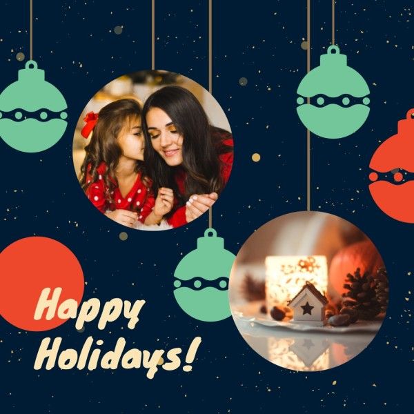 xmas, festival, greeting, Deep Blue Happy Christmas Holiday Instagram Post Template