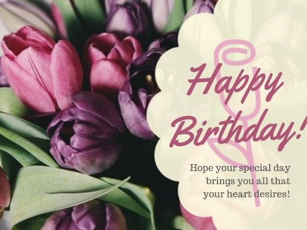 flower, anniversary, nature, Purple Birthday Wishes Card Template