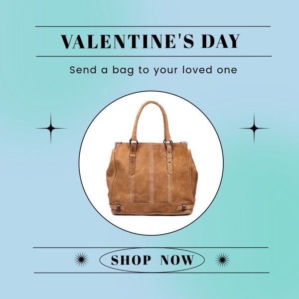 social media, business, fashion, Blue Woman Valentine's Day Bag Sale Instagram Post Template