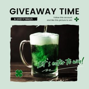 Green Saint Patricks Day Beer Giveaway Instagram Post