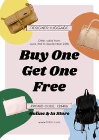 advertising, shop, accessories, Buy One Get One Free Fashion Bag Sale Poster Template