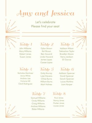 party, gathering, people, Orange And White Background Seating Chart Template