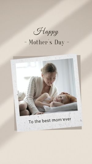 mothers day, mother day, greeting, Beige And Gray Shadow Polaroid Mother's Day Photo Collage 9:16 Template