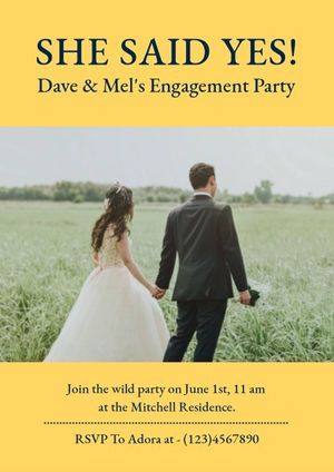 engagement party, proposal, marriage, Engagement Romance Party Invitation Template