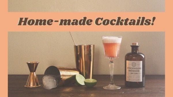 diy, tutorials, vlog, Light Orange Simple Home-made Cocktail Drinks Youtube Thumbnail Template