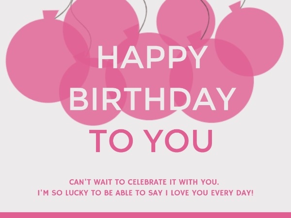 Pink Balloon Birthday Card Card