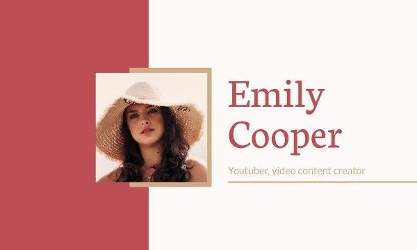 woman, fashion, beauty, Red Modern YouTube Content Writer Business Card Template