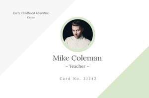 Simple Light Green And White Teacher ID Card