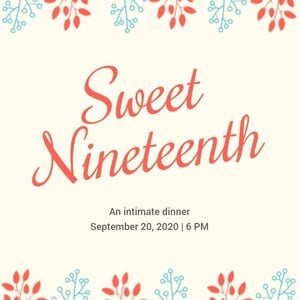 anniversary, happy, life, Nineteenth Birthday Party Instagram Post Template