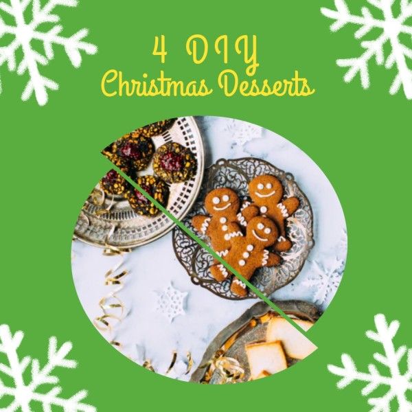 holiday, simple, cartoon, Green Christmas Desserts Photo Collage Photo Collage (Square) Template